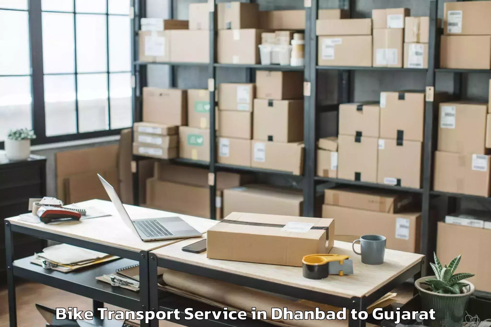 Book Your Dhanbad to Kandla Port Bike Transport Today